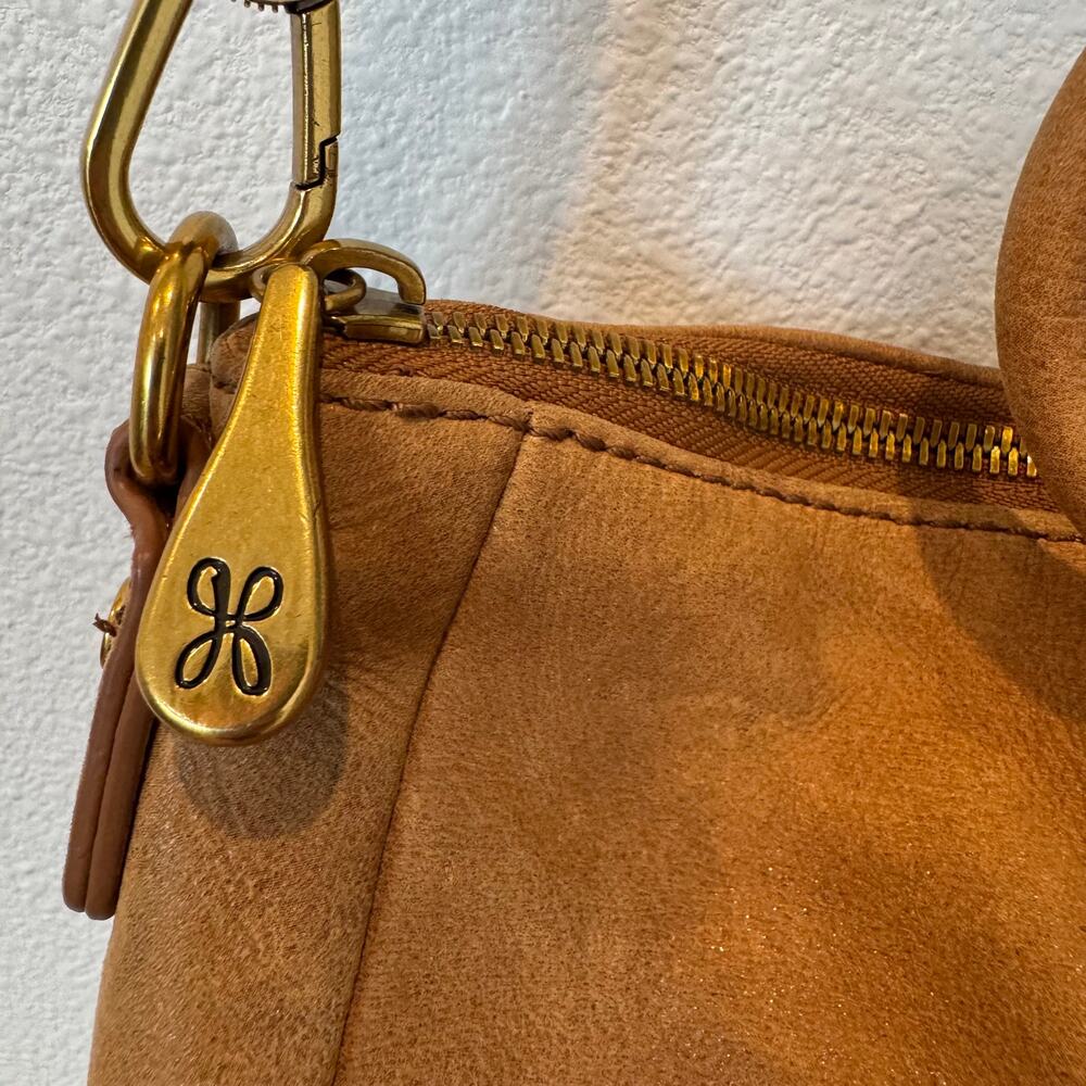 HOBO Sheila Medium Leather Satchel Whipstitch Bag Tan - Picture 10 of 12